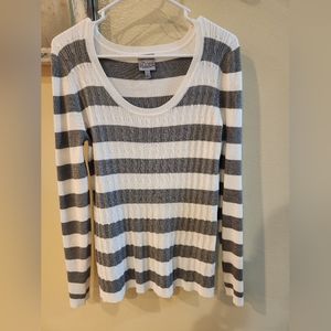 White and gray stripe sweater